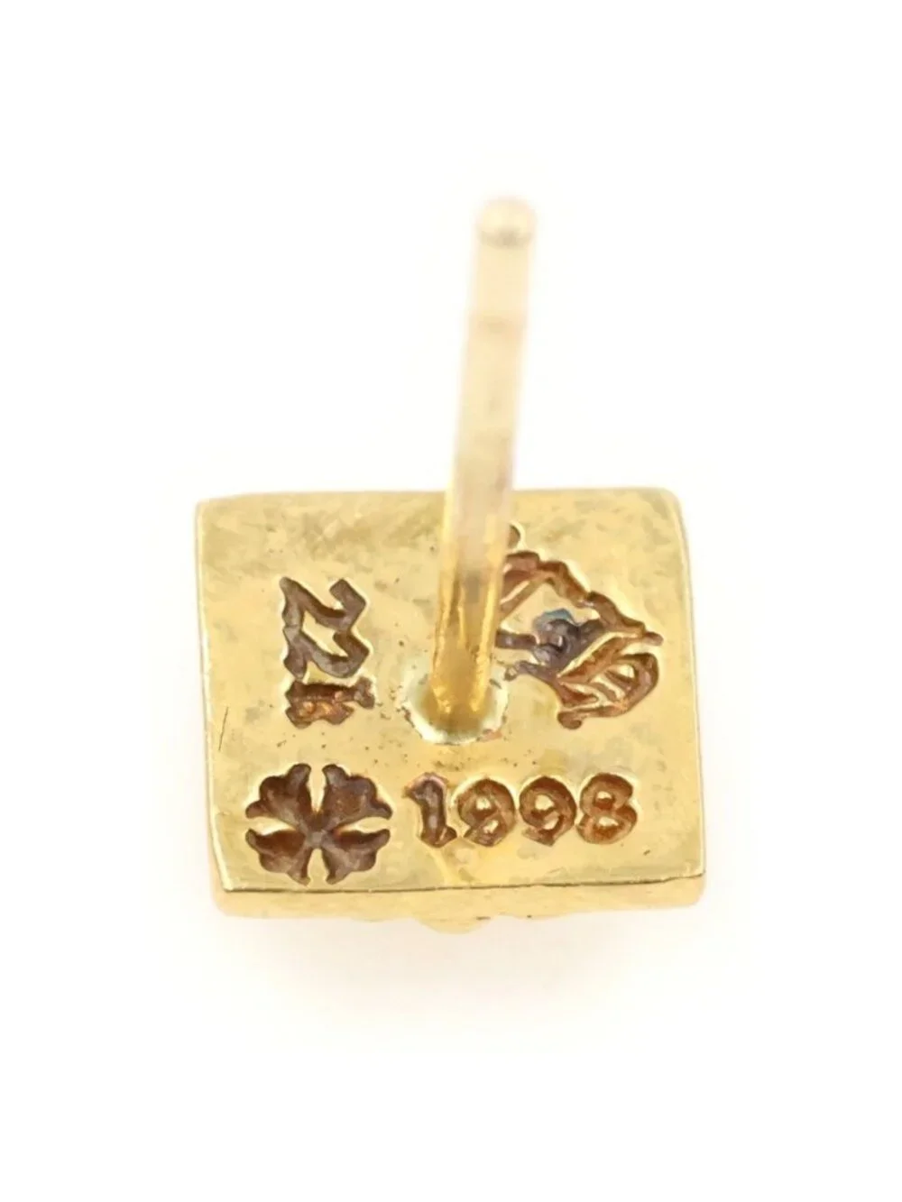 Chrome Hearts Pyramid Stud Plus 1 Diamond Earrings Gold